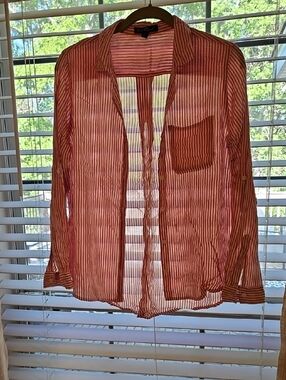 3/$10 Velvet Heart Classic Red and White Striped Button-Up